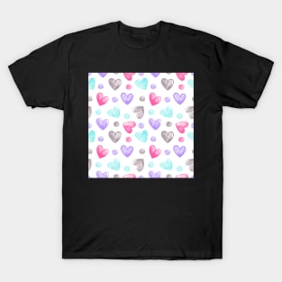 Scribble Hearts Pattern T-Shirt